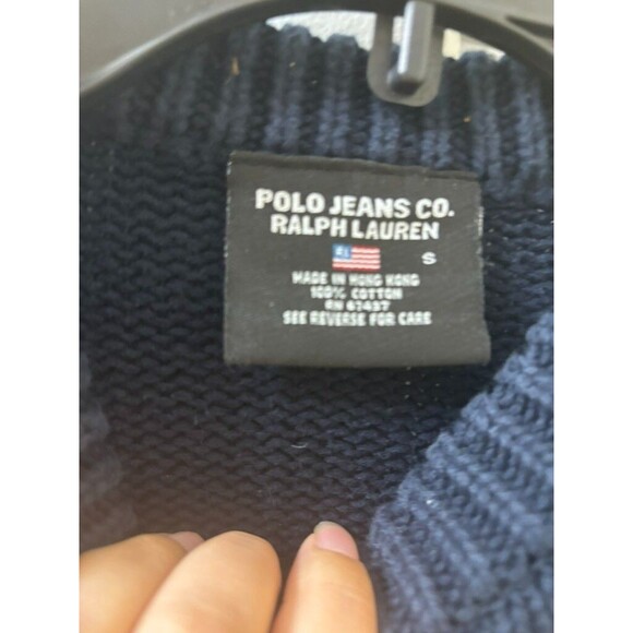 VTG Y2K Polo Jeans Co Ralph Lauren Sweater Womens SMALL Flag Knit Fits Small - Picture 6 of 9